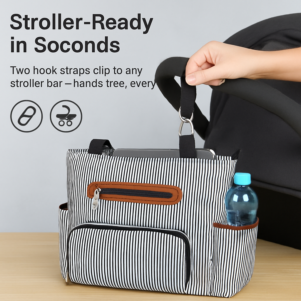 8-Piece Baby Diaper Bag Set with Bottle Bag, Purse & Changing Pad