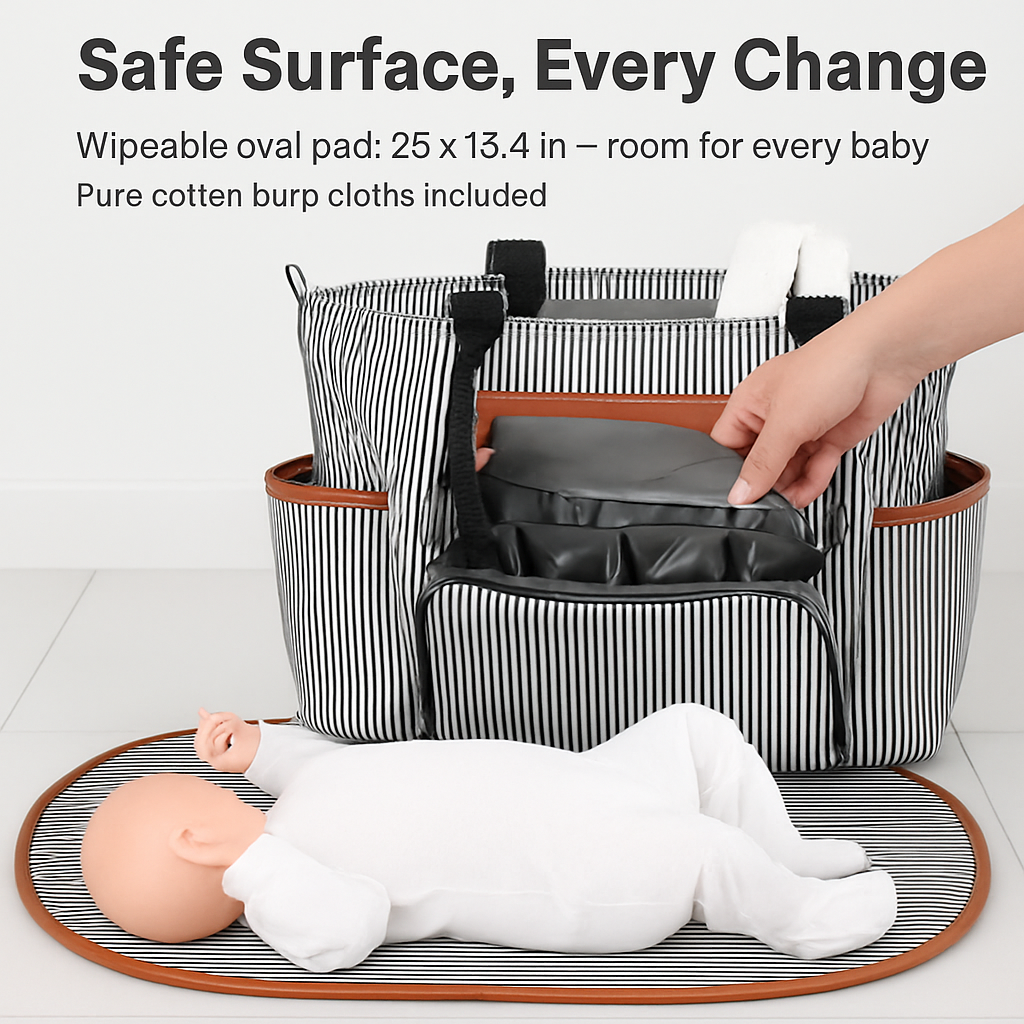 8-Piece Baby Diaper Bag Set with Bottle Bag, Purse & Changing Pad