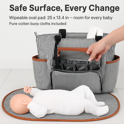 8-Piece Baby Diaper Bag Set with Bottle Bag, Purse & Changing Pad