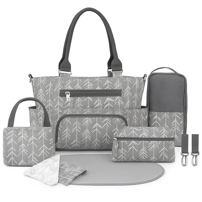 8-Piece Baby Diaper Bag Set with Bottle Bag, Purse & Changing Pad