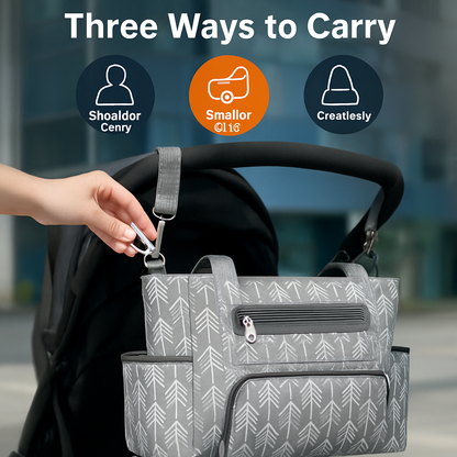 8-Piece Baby Diaper Bag Set with Bottle Bag, Purse & Changing Pad