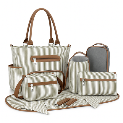 8-Piece Baby Diaper Bag Set with Bottle Bag, Purse & Changing Pad