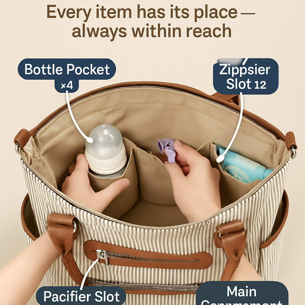 8-Piece Baby Diaper Bag Set with Bottle Bag, Purse & Changing Pad