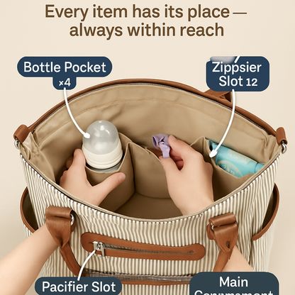 8-Piece Baby Diaper Bag Set with Bottle Bag, Purse & Changing Pad