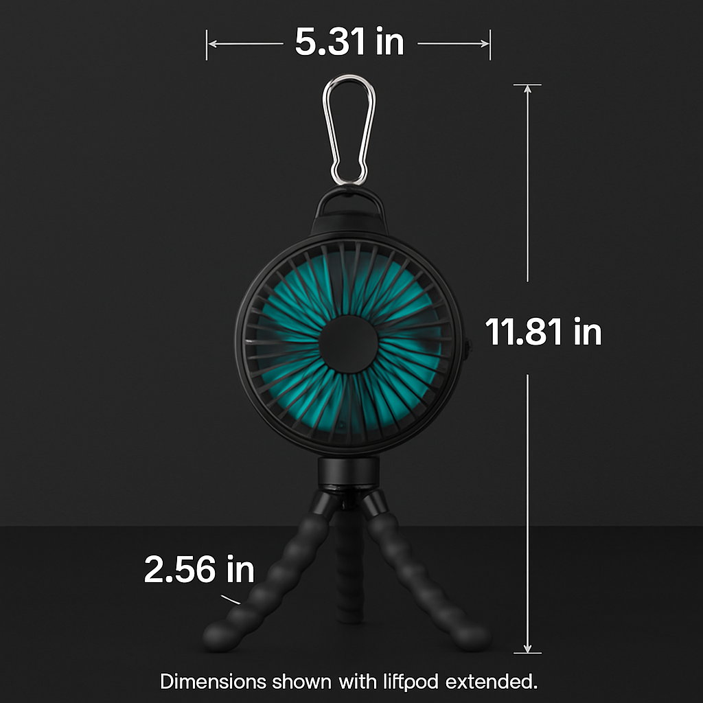 Portable Baby Stroller Fan – 9Hr Battery, 720° Flexible Clip-On, 3 Speeds