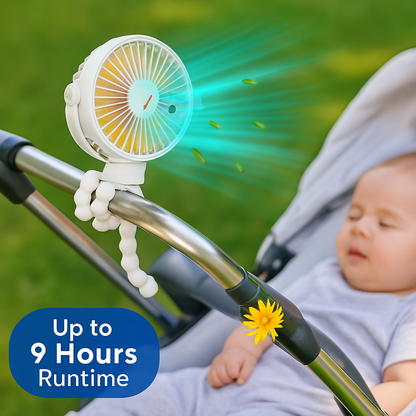 Portable Baby Stroller Fan – 9Hr Battery, 720° Flexible Clip-On, 3 Speeds