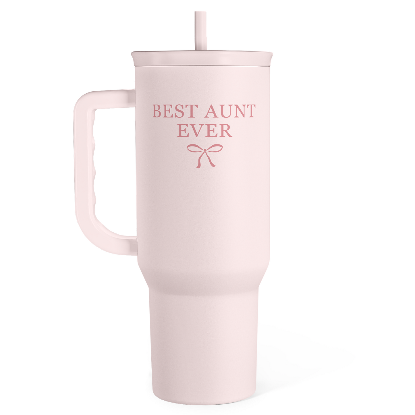 Best Aunt Ever 40 oz Pink Tumbler with Handle & Straw – Insulated Slider Lid Gift