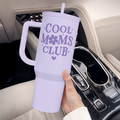 Cool Moms Club 40oz Insulated Tumbler with Handle & Straw – Lavender