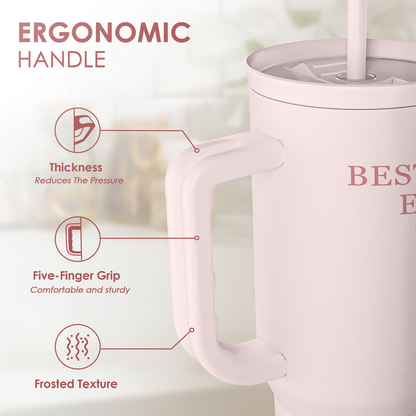 Best Aunt Ever 40 oz Pink Tumbler with Handle & Straw – Insulated Slider Lid Gift