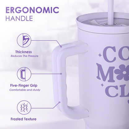 Cool Moms Club 40oz Insulated Tumbler with Handle & Straw – Lavender
