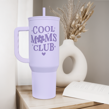 Cool Moms Club 40oz Insulated Tumbler with Handle & Straw – Lavender