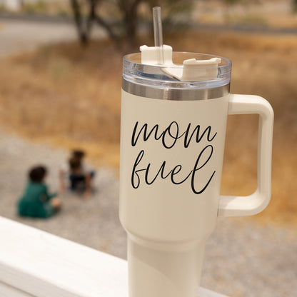 Mom Fuel 40oz Tumbler Insulated Stainless Steel Travel Cup With Straw Lid