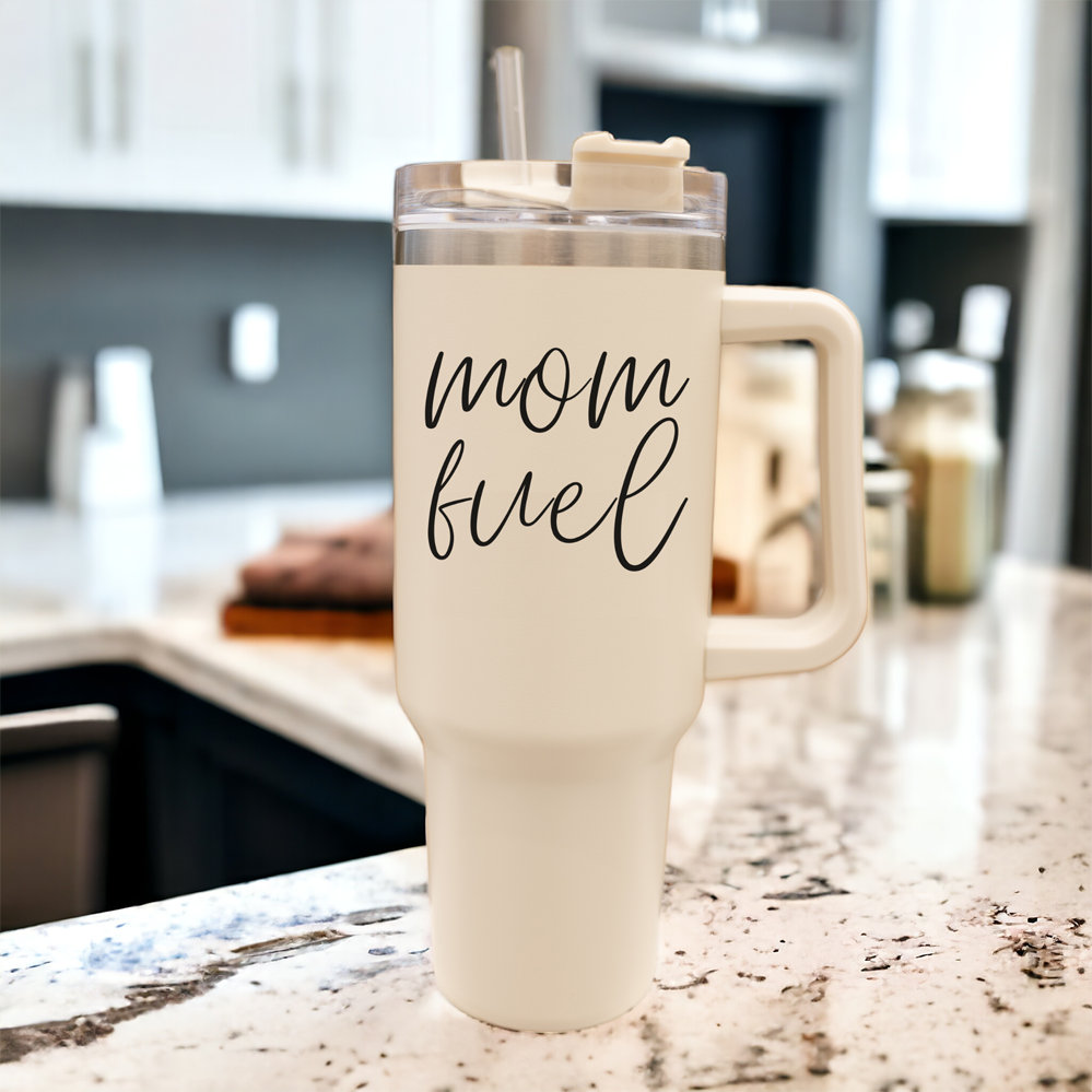 Mom Fuel 40oz Tumbler Insulated Stainless Steel Travel Cup With Straw Lid