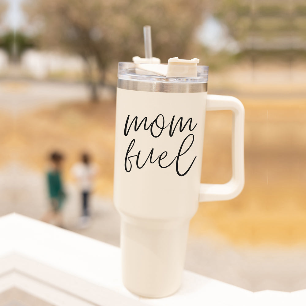 Mom Fuel 40oz Tumbler Insulated Stainless Steel Travel Cup With Straw Lid