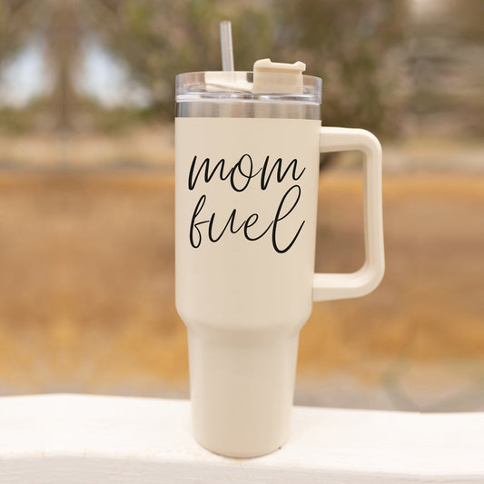 Mom Fuel 40oz Tumbler Insulated Stainless Steel Travel Cup With Straw Lid