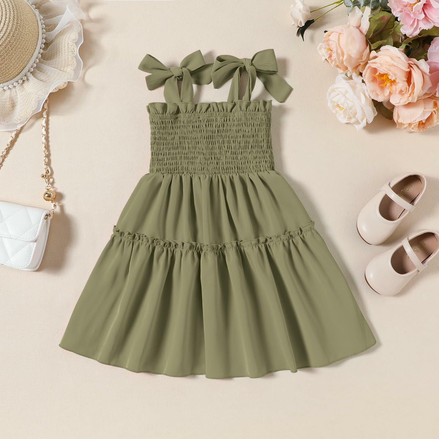 Girls' Solid Sleeveless A-Line Summer Dress