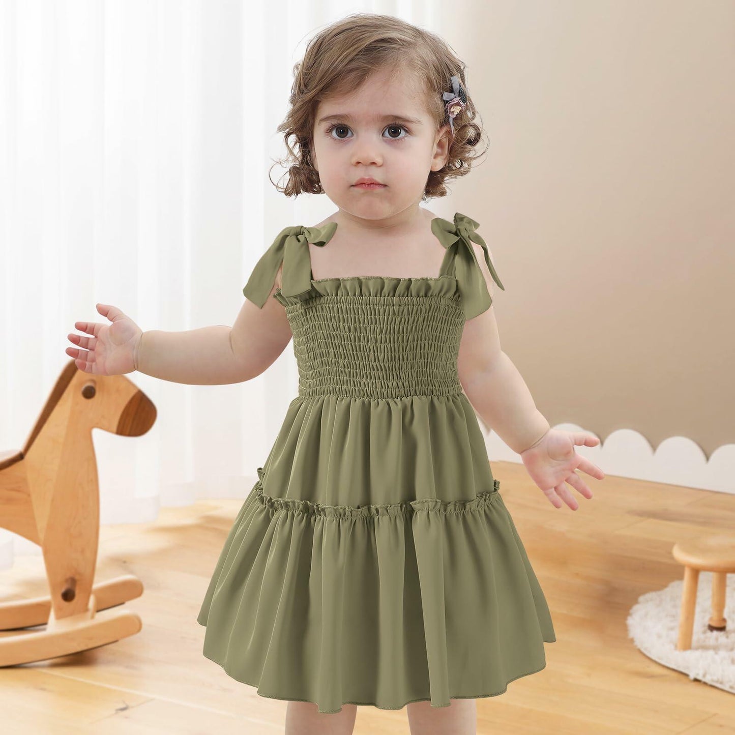Girls' Solid Sleeveless A-Line Summer Dress