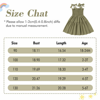 Girls' Solid Sleeveless A-Line Summer Dress