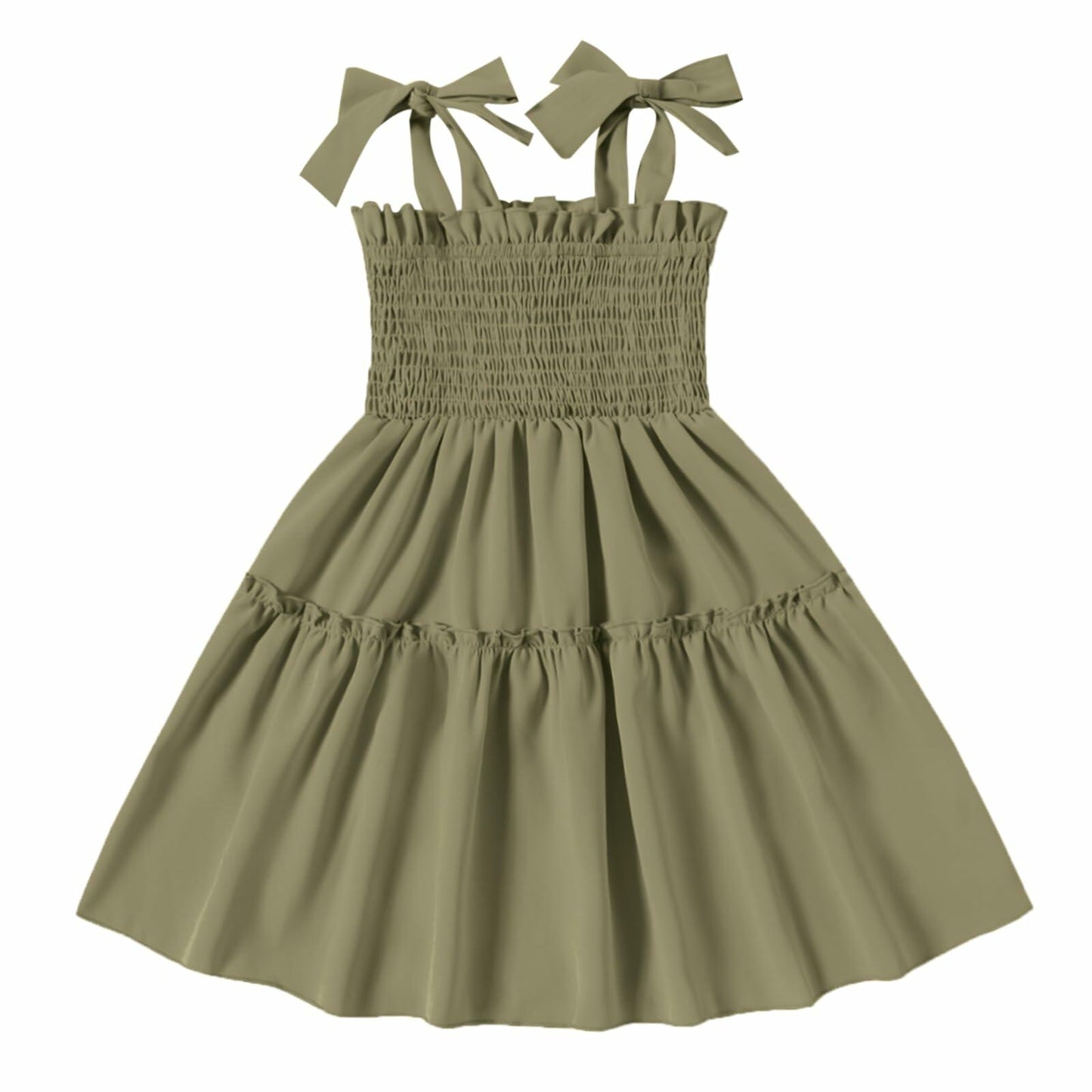 Girls' Solid Sleeveless A-Line Summer Dress