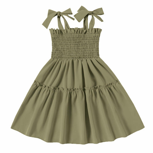 Girls' Solid Sleeveless A-Line Summer Dress