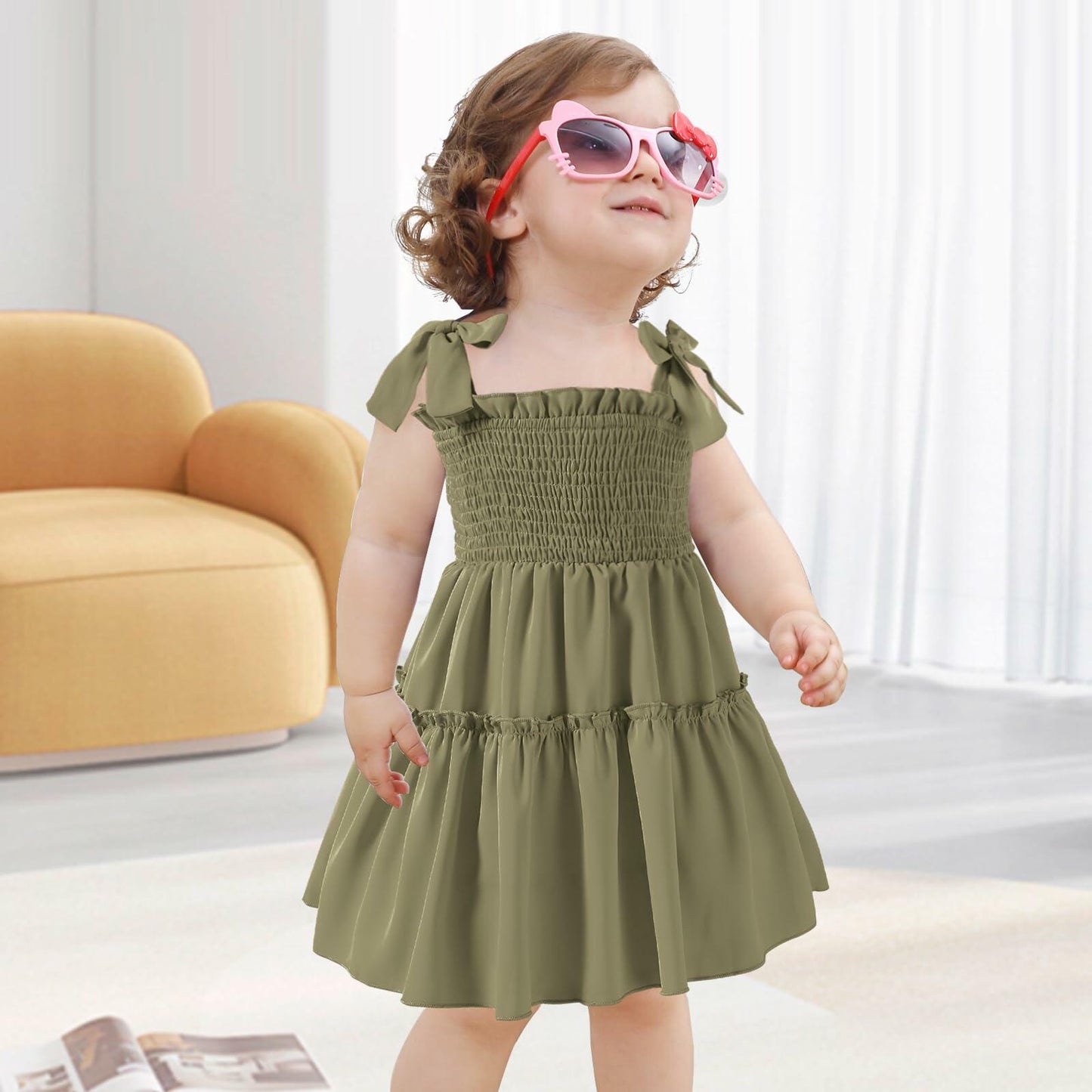 Girls' Solid Sleeveless A-Line Summer Dress