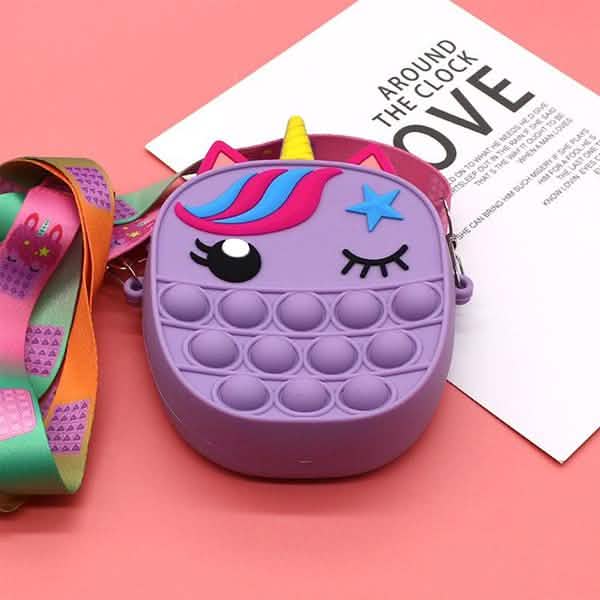 Unicorn Pop-It Purse – Silicone Fidget Crossbody Bag for Girls
