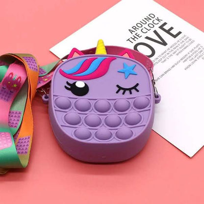 Unicorn Pop-It Purse – Silicone Fidget Crossbody Bag for Girls