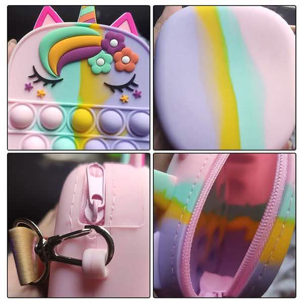 Unicorn Pop-It Purse – Silicone Fidget Crossbody Bag for Girls