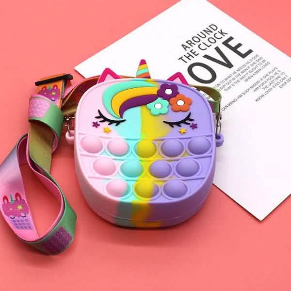 Unicorn Pop-It Purse – Silicone Fidget Crossbody Bag for Girls