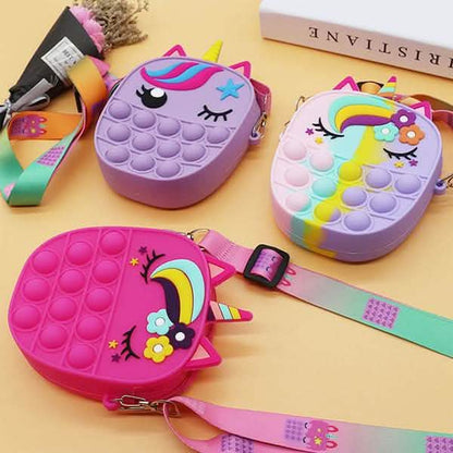 Unicorn Pop-It Purse – Silicone Fidget Crossbody Bag for Girls