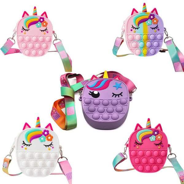 Unicorn Pop-It Purse – Silicone Fidget Crossbody Bag for Girls