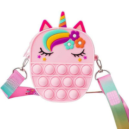 Unicorn Pop-It Purse – Silicone Fidget Crossbody Bag for Girls