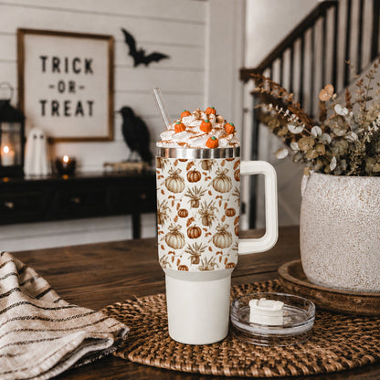 Rustic Pumpkins 40oz Tumbler | Fall Insulated Cup with Handle by Gia Roma