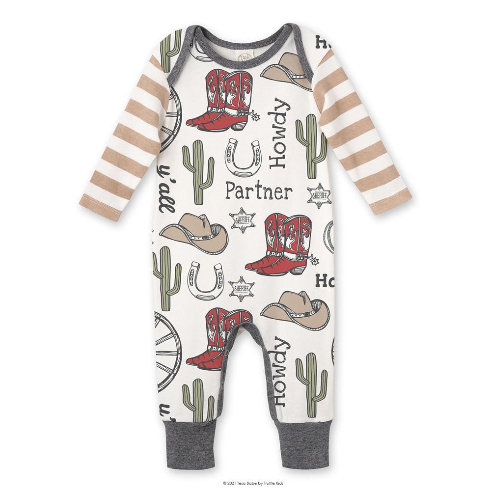 Howdy Partner Baby Boy Romper | 100% Cotton Western Cowboy One-Piece