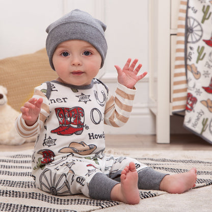 Howdy Partner Baby Boy Romper | 100% Cotton Western Cowboy One-Piece