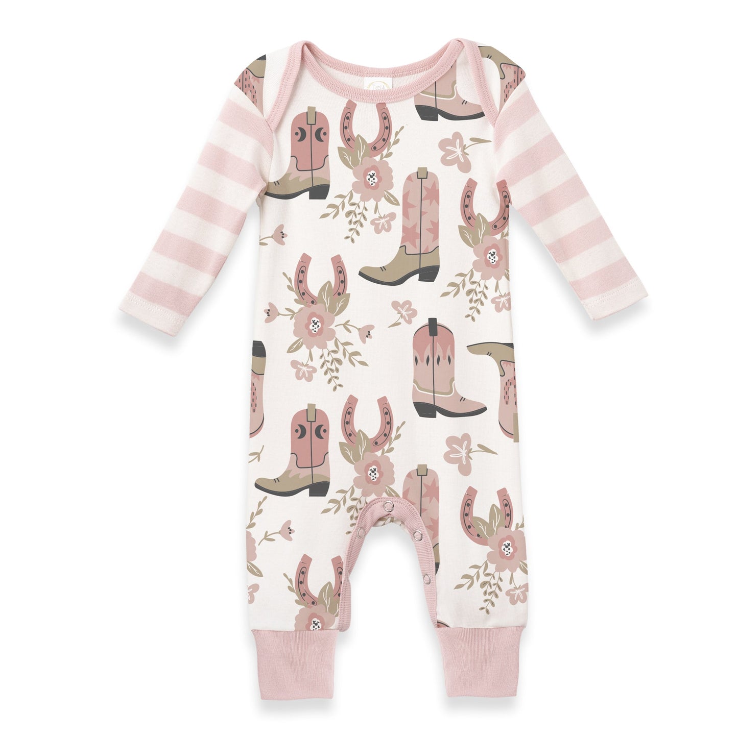 Baby Girl Cowgirl Boots Romper | 100% Cotton Rib Snap Bodysuit